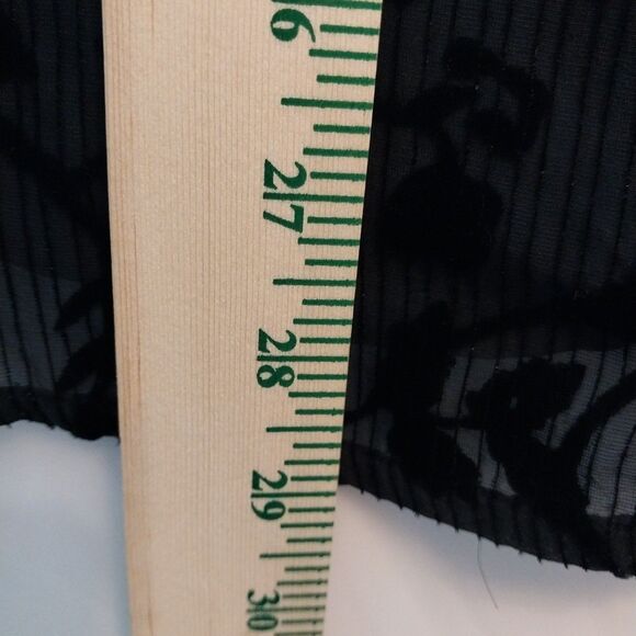 Jaclyn Smith Top S Black Floral Silk Blend Semi-sheer Sparkle Boho Whimsigoth - Picture 4 of 8